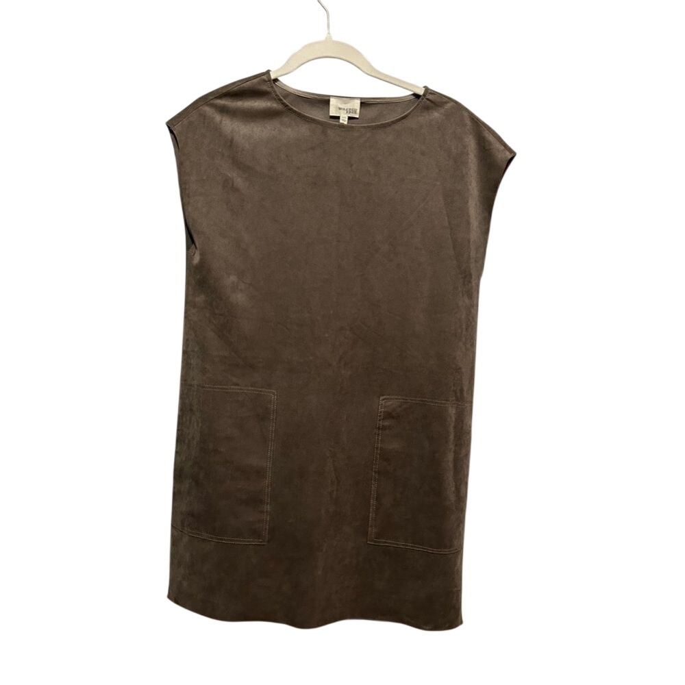 NWT Aritzia Wilfred Free Nori Shift Dress XXS Dark Olive Faux Suede Mini Pocket